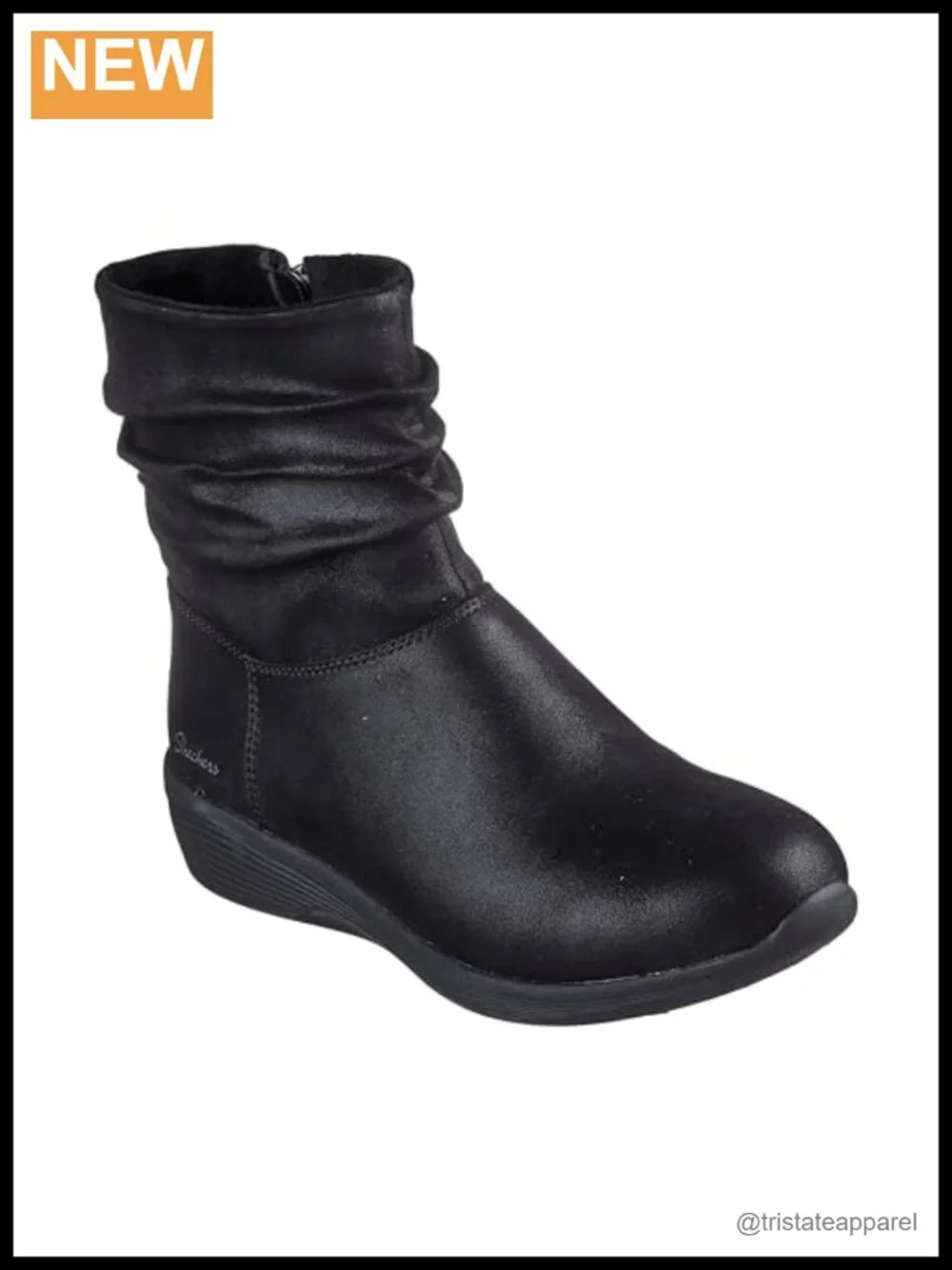 Skechers Women's Arya Ankle Boots, Faux Leather, Memory Foam, Side Zip, Vegan